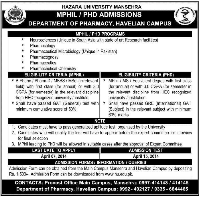 Admissions are open for PHD and MPHIL in Hazara University, Hazara University, admissions in Hazara University, admissions in Hazara University havelian campus